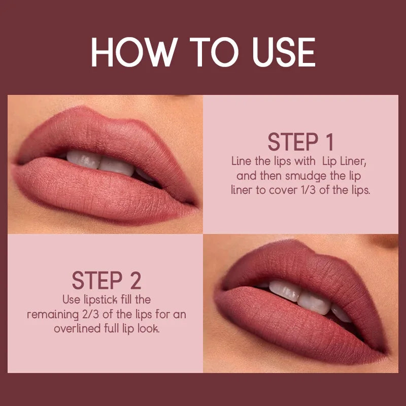 USHAS 2 in 1 Color Lip Liner + LIPSTICK Set