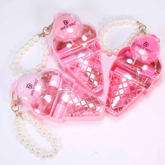 Cute Ice Cream Bear Lip Gloss Set Keychain Lip Gloss Bundle