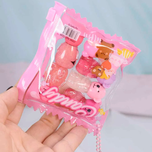 6Pcs Kawaii Bear Shiny Liquid Lipgloss 6 Colors set