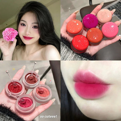 Canned Lip Mud Lipstick Velvet Matte Solid Lip Gloss Cheek Tint Lips Makeup Korean Cosmetic