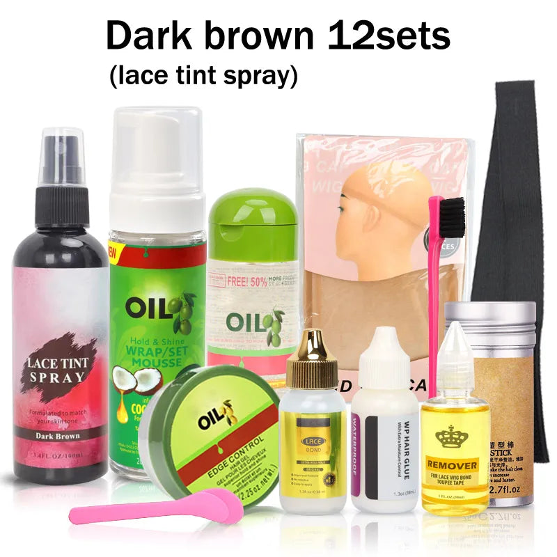 12-in-1 Lace Wig Kit Bundle – Multiple Shades (Lace Tint Spray + Essentials
