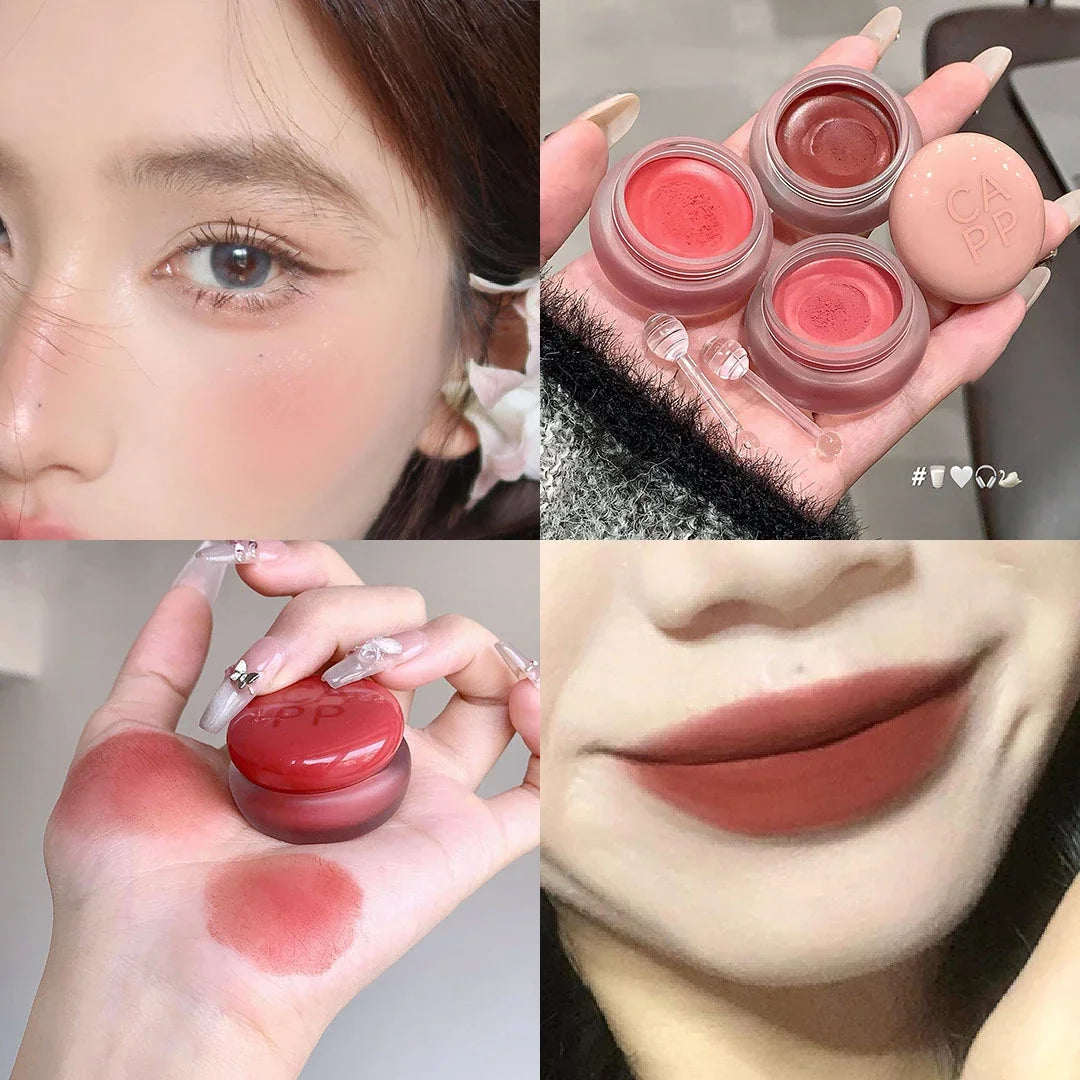 Canned Lip Mud Lipstick Velvet Matte Solid Lip Gloss Cheek Tint Lips Makeup Korean Cosmetic