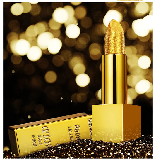 Gold Lipstick Shiny Metallic Matte Velvet Lip Makeup
