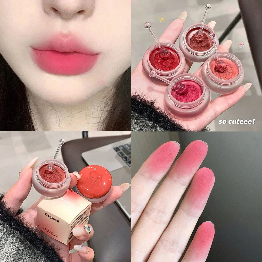Canned Lip Mud Lipstick Velvet Matte Solid Lip Gloss Cheek Tint Lips Makeup Korean Cosmetic